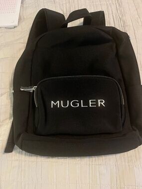 Mugler Black Backpack with White Logo